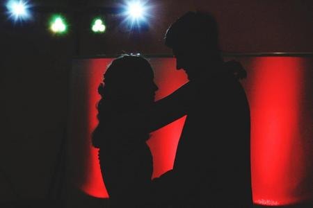 Professional DJ setup with lighting for weddings and events